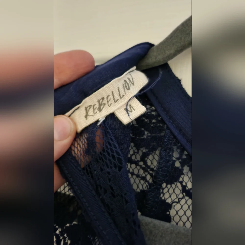 Rebellion Elegant Navy Lace Boho Dress - Picture 3 of 4